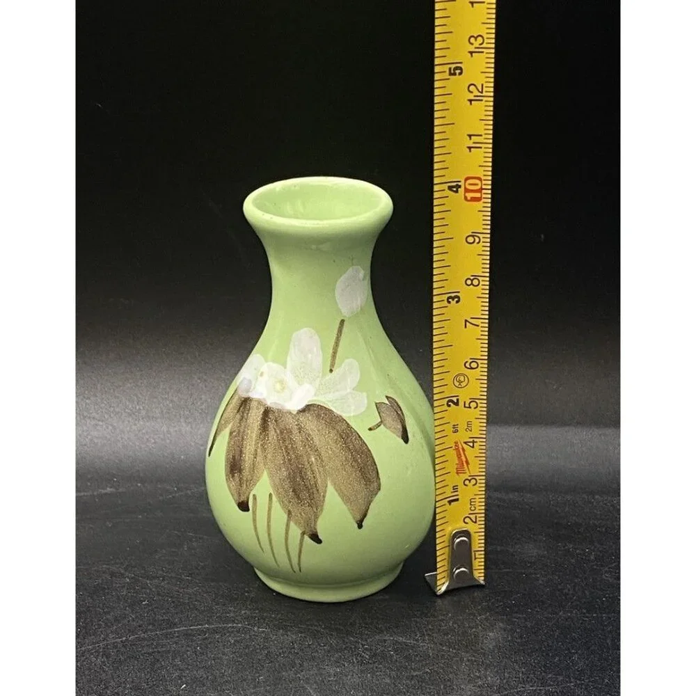 Mini Charcon Ceramic Floral 4” Bud Vase Chartreuse Green